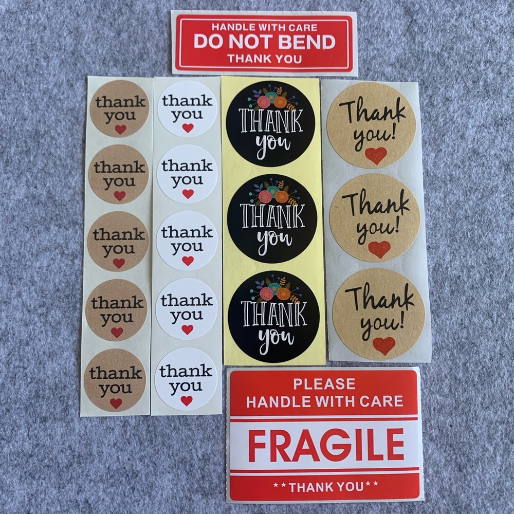 (300) Thank You & Fragile Sticker Combo
